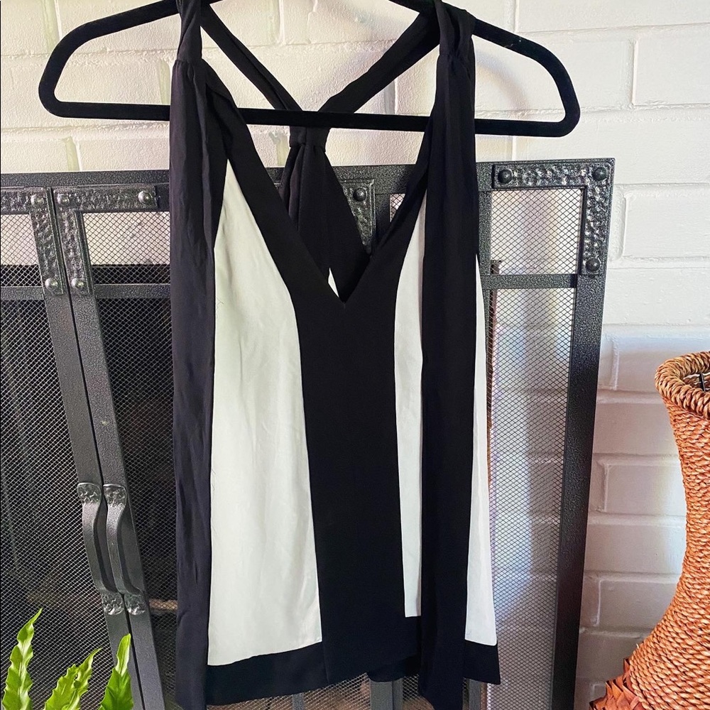 BCBGMaxAzria Black and White Professional Tie Tank
